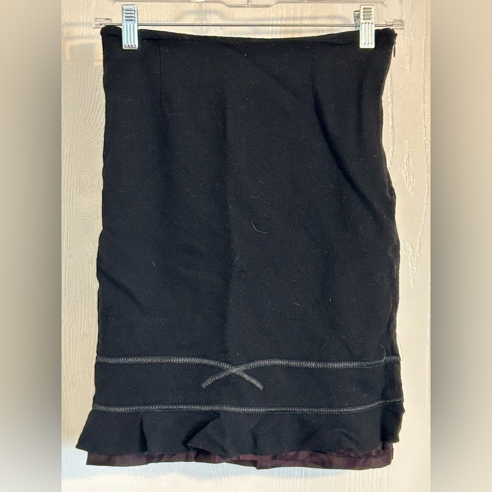 Searle Black | Pencil Skirt with Ruffle Hem | Size 4